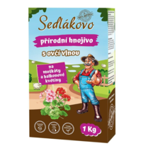 Sedlákovo přírodní hnojivo s ovčí vlnou na muškáty a balkonové květiny