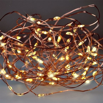 Vánoční řetěz měděný drátek, 100 LED